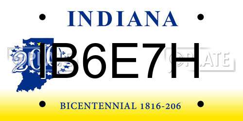 IB6E7H Indiana License Plate
