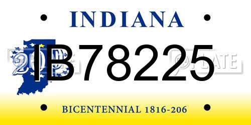IB78225 Indiana License Plate