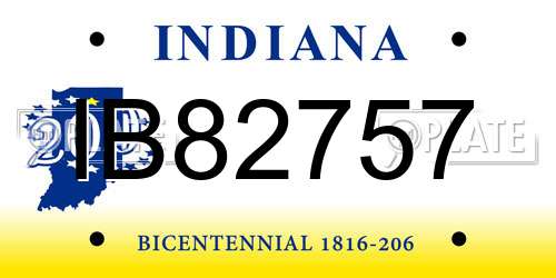 IB82757 Indiana License Plate