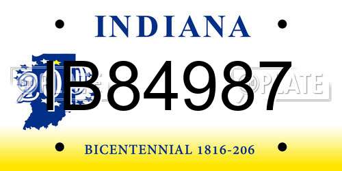 IB84987 Indiana License Plate