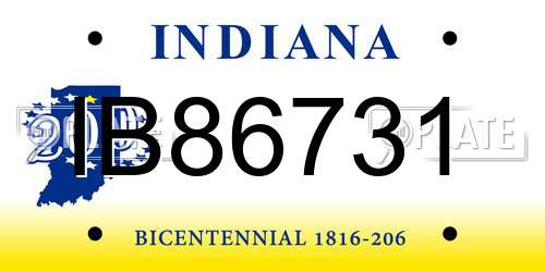 IB86731 Indiana License Plate