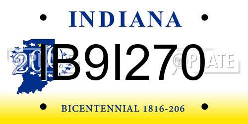 IB9I270 Indiana License Plate