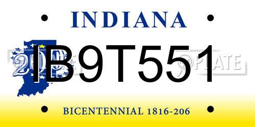IB9T551 Indiana License Plate