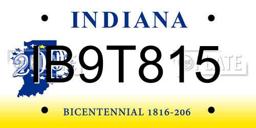 IB9T815 Indiana License Plate