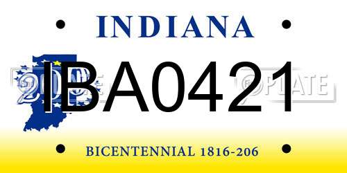 IBA0421 Indiana License Plate