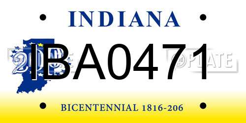 IBA0471 Indiana License Plate
