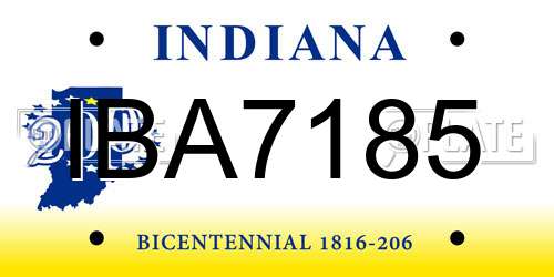 IBA7185 Indiana License Plate