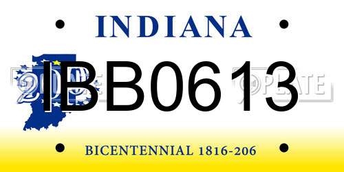 IBB0613 Indiana License Plate