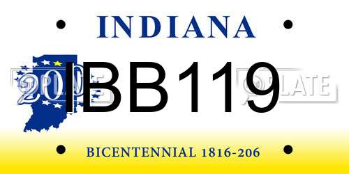 IBB119 Indiana License Plate