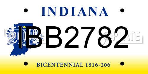 IBB2782 Indiana License Plate