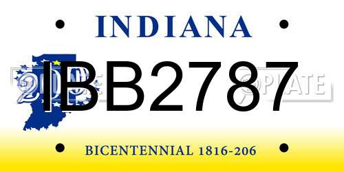 IBB2787 Indiana License Plate