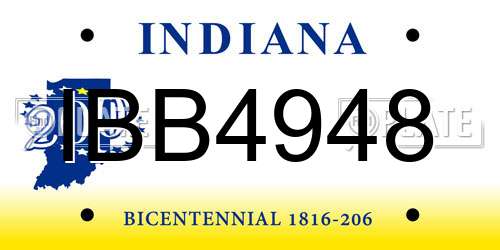 IBB4948 Indiana License Plate