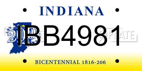 IBB4981 Indiana License Plate