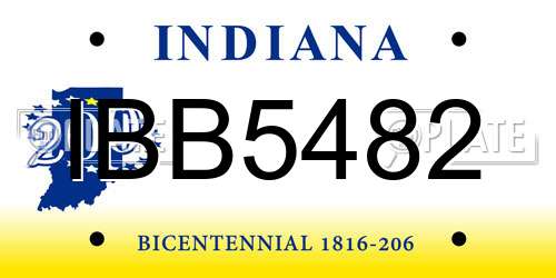 IBB5482 Indiana License Plate