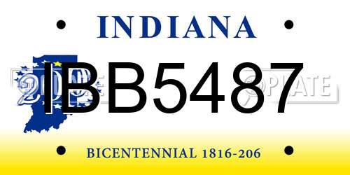 IBB5487 Indiana License Plate