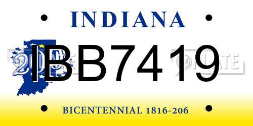 IBB7419 Indiana License Plate