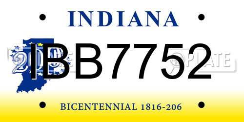 IBB7752 Indiana License Plate
