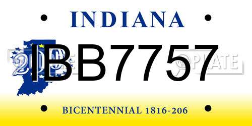 IBB7757 Indiana License Plate