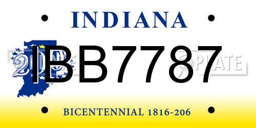 IBB7787 Indiana License Plate