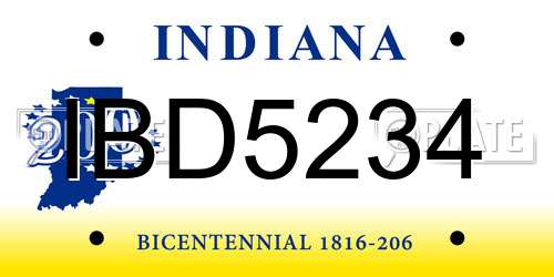 IBD5234 Indiana License Plate
