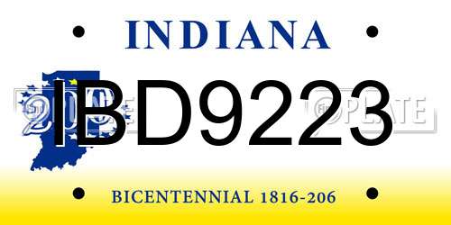 IBD9223 Indiana License Plate