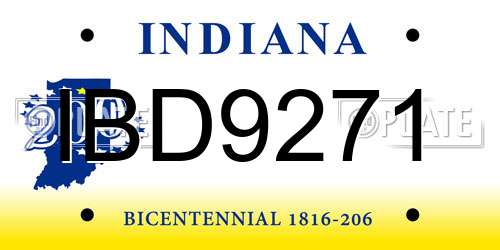 IBD9271 Indiana License Plate