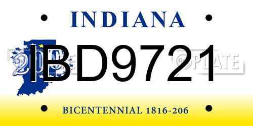 IBD9721 Indiana License Plate