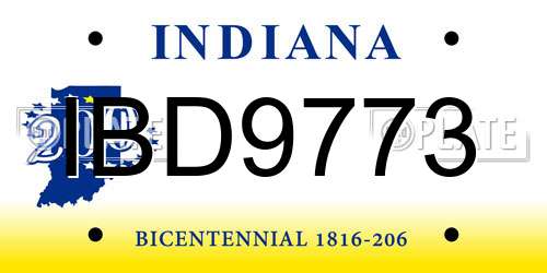 IBD9773 Indiana License Plate
