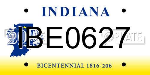 IBE0627 Indiana License Plate