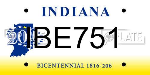 IBE751 Indiana License Plate