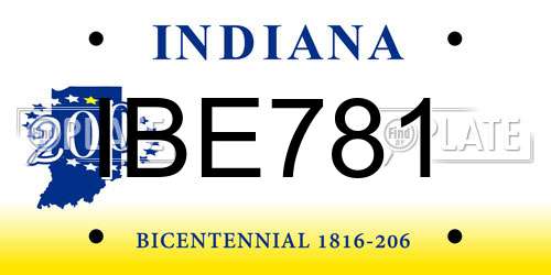 IBE781 Indiana License Plate