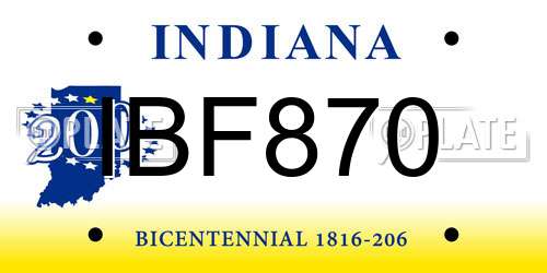 IBF870 Indiana License Plate