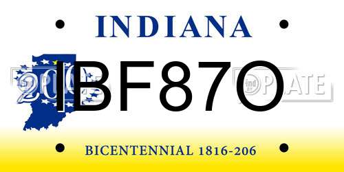 IBF87O Indiana License Plate