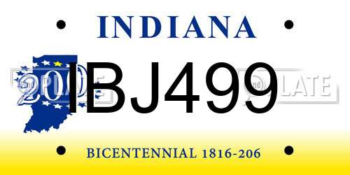 IBJ499 Indiana License Plate