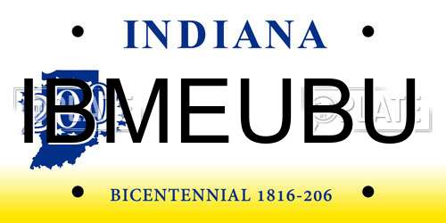 IBMEUBU Indiana License Plate