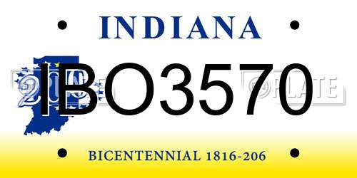 IBO3570 Indiana License Plate
