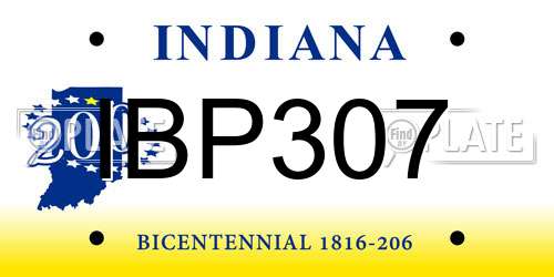 IBP307 Indiana License Plate