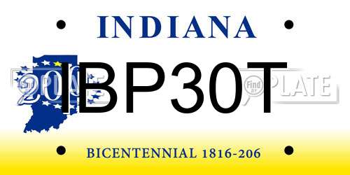 IBP30T Indiana License Plate