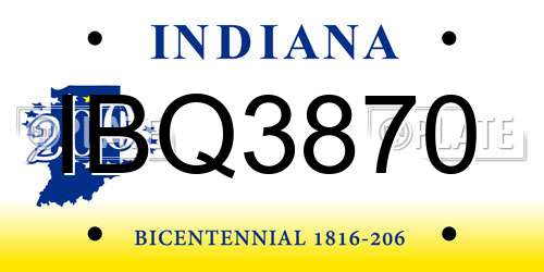 IBQ3870 Indiana License Plate