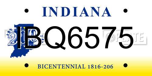 IBQ6575 Indiana License Plate