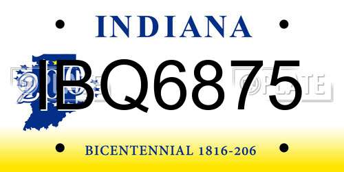 IBQ6875 Indiana License Plate