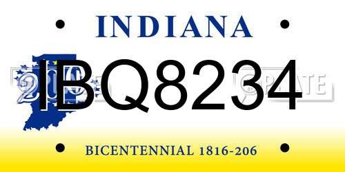 IBQ8234 Indiana License Plate