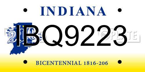 IBQ9223 Indiana License Plate