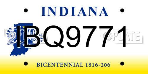 IBQ9771 Indiana License Plate