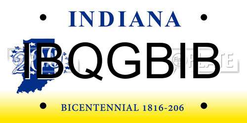 IBQGBIB Indiana License Plate