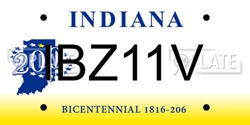IBZ11V Indiana License Plate