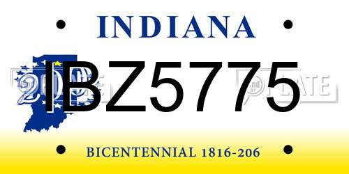 IBZ5775 Indiana License Plate