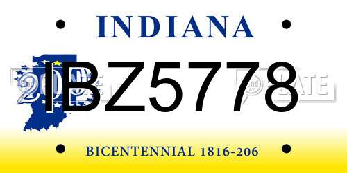 IBZ5778 Indiana License Plate
