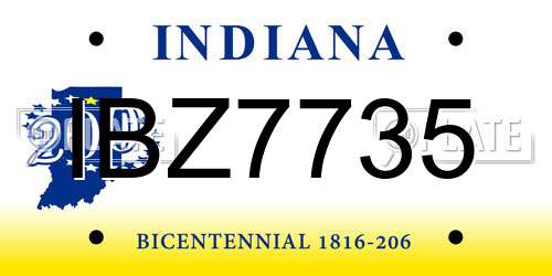 IBZ7735 Indiana License Plate