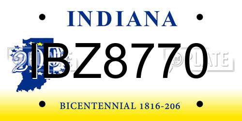 IBZ8770 Indiana License Plate